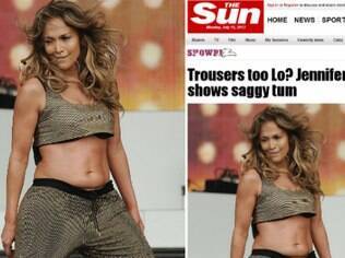 Jennifer exibe abdômen flácido durante show no domingo (14), em Londres