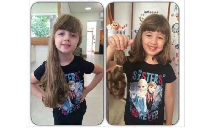Giovanna resolveu doar o cabelo para crianças com câncer depois de assistir a vídeos na internet sobre o problema. Foto: Arquivo pessoal