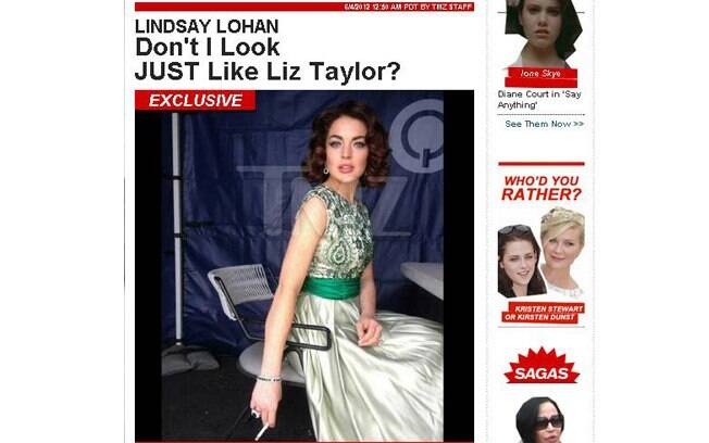 Primeira imagem de Lindsay Lohan caracterizada como Elizabeth Taylor