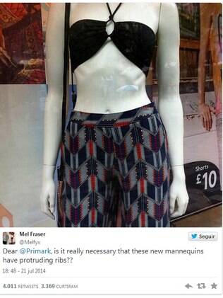 Exagero: manequim magro demais da Primark repercutiu mundialmente no Twitter