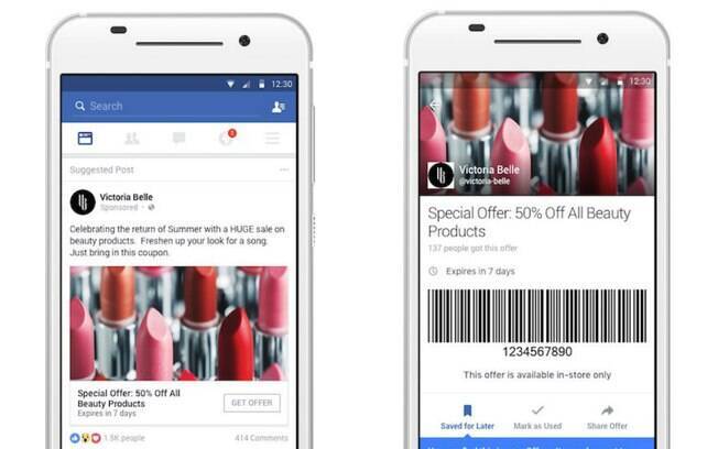 Facebook Offers permite que negócios ofereçam vantagens por meio de códigos promocionais