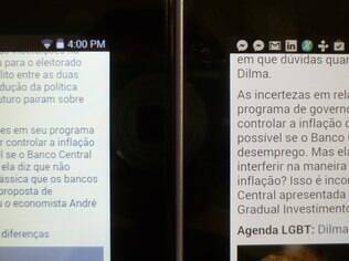 Telas do Iconia One 7 (esq.) e Nexus 7 2012: tela do Iconia tende para o azul