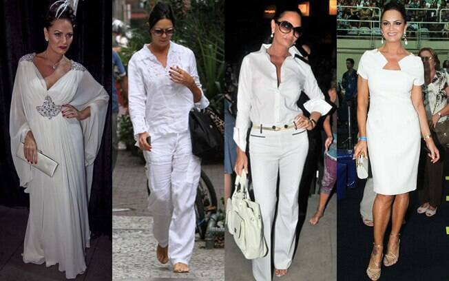 ...e o branco com o vestido longo, o visual calça-e-blusa, o mesmo visual acessorizado e o branquinho básico