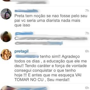 Preta Gil responde crítica de internauta