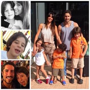 Marcos Mion em foto com o filho, Romeo, a mulher, Suzana, e os filhos Donatella e Stefano
