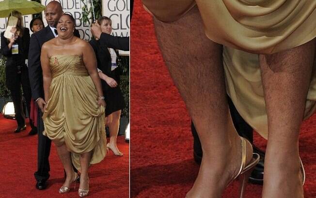 Vencedora do Oscar de melhor atriz coadjuvante em 2009, Mo'Nique exibiu as pernas cabeludas no tapete vermelho