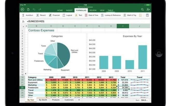 Excel para iPad tem suporte a gráficos