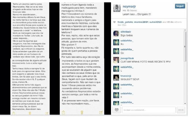 Neymar desabafa nas redes sociais 