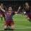 David Villa celebra depois de fazer o terceiro do Barcelona no duelo