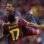 O autor do gol ganha abraço de Daniel Alves depois de fazer Barcelona 1 x 0 Manchester United