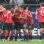 Jogadores comemoram o gol de Rooney, o segundo da vitória do Manchester United