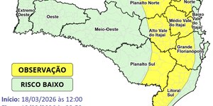 Inmet emite alerta de grau "perigo" a 82 cidades de SC