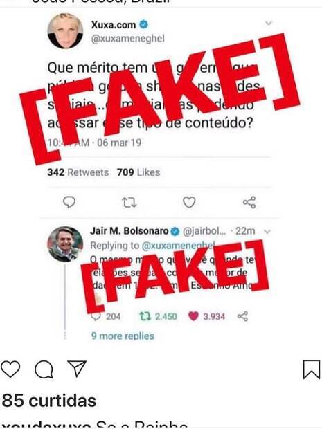 Montagem da discussão entre Xuxa e Bolsonaro
