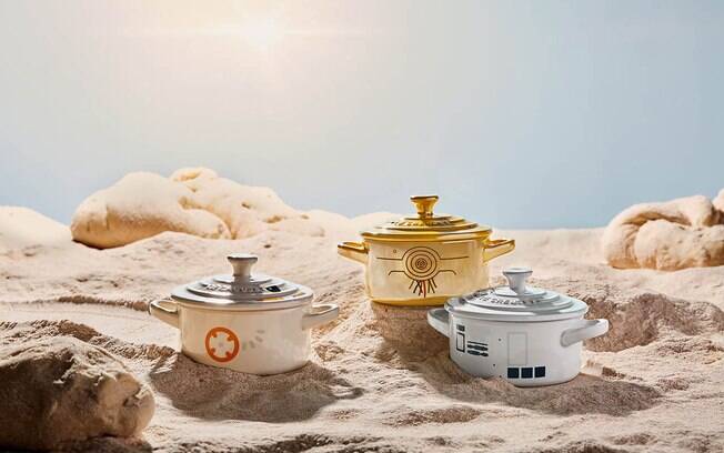 Algumas panelas pequenas, para lanches, foram desenhadas com base nos droides R2-D2, C-3PO e BB-8.