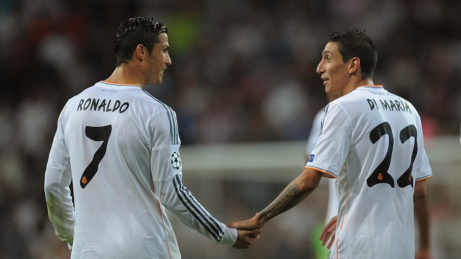 Cristiano Ronaldo e Di María atuaram juntos no Real Madrid Cristiano Ronaldo e Di María atuaram juntos no Real Madrid