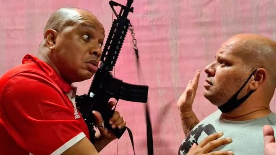 Anderson e Betoh Cascardo nas filmagens de Contravenção