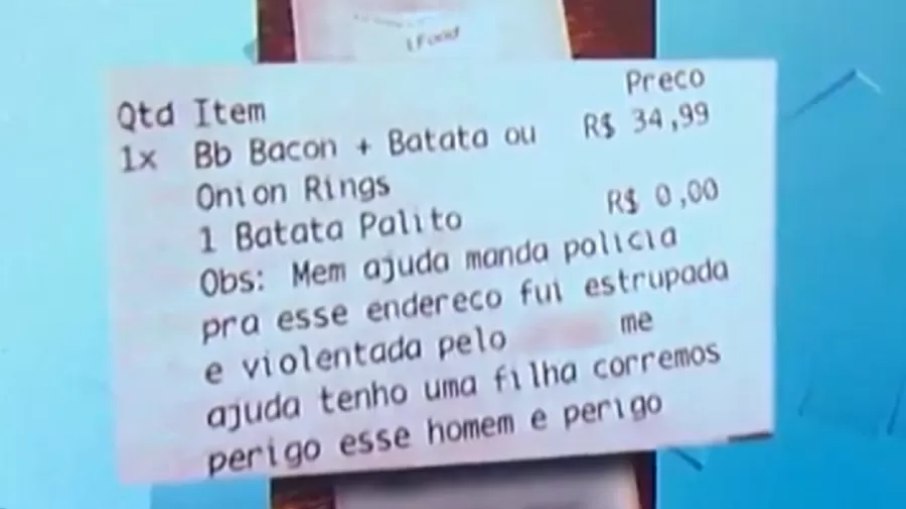 Mulher procurou delivery para pedir ajuda