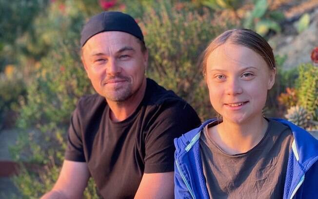 DiCaprio e Greta se comprometeram a apoiar um ao outro na luta ambiental Leonardo DiCaprio e Greta Thunberg