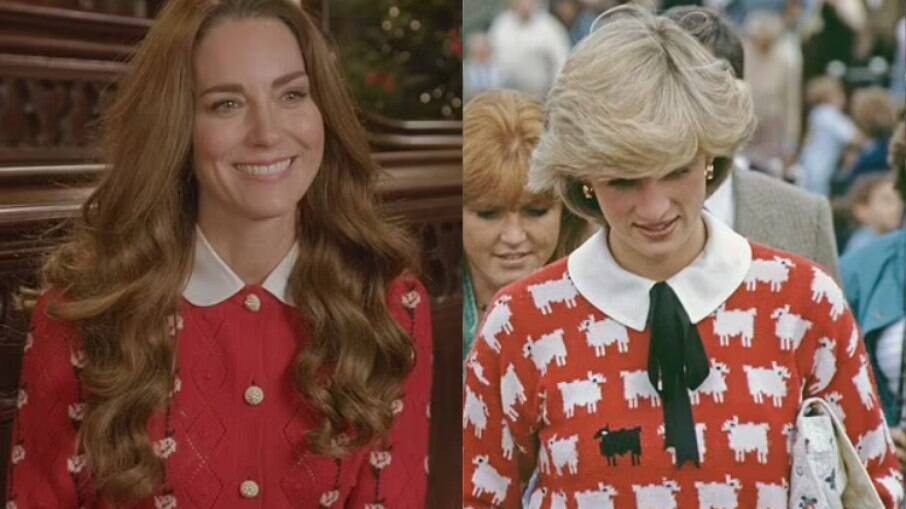 Kate Middleton e Lady Diana usam casacos parecidos