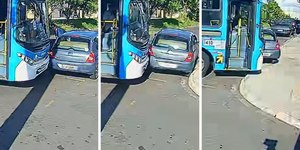 VÍDEO: ônibus coletivo arrasta carro após discussão em Campinas