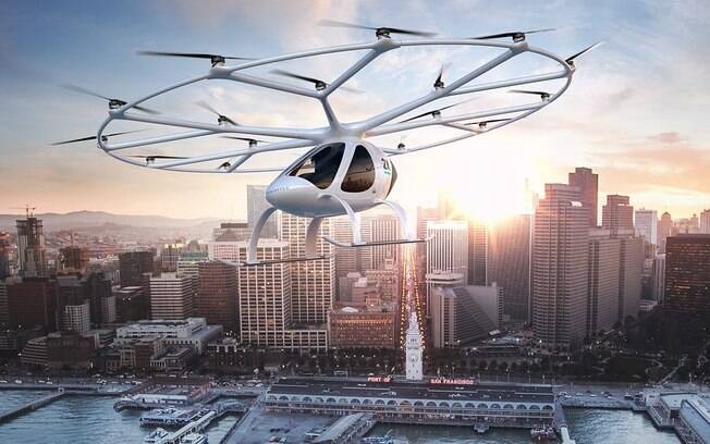 Volocopter desenvolvido com ajuda da Mercedes, de cinco lugares, para ser uma espécie de táxi aéreo