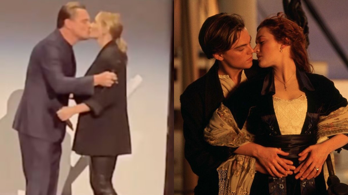 Leonardo DiCaprio e Kate Winslet se beijam 27 anos após 'Titanic'