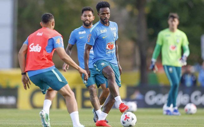 Ancelotti em treino pela Seleção Brasileira