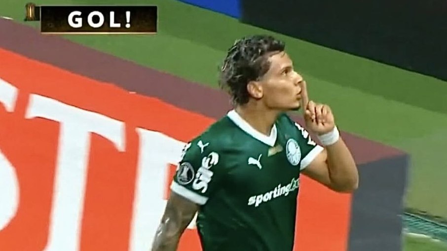 Richard Ríos polemizou durante a comemoração do gol palmeirense Richard Ríos polemizou durante a comemoração do gol palmeirense