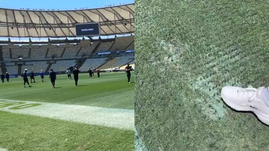 Gramado do Maracanã repercute mal antes de jogo da NFL: 