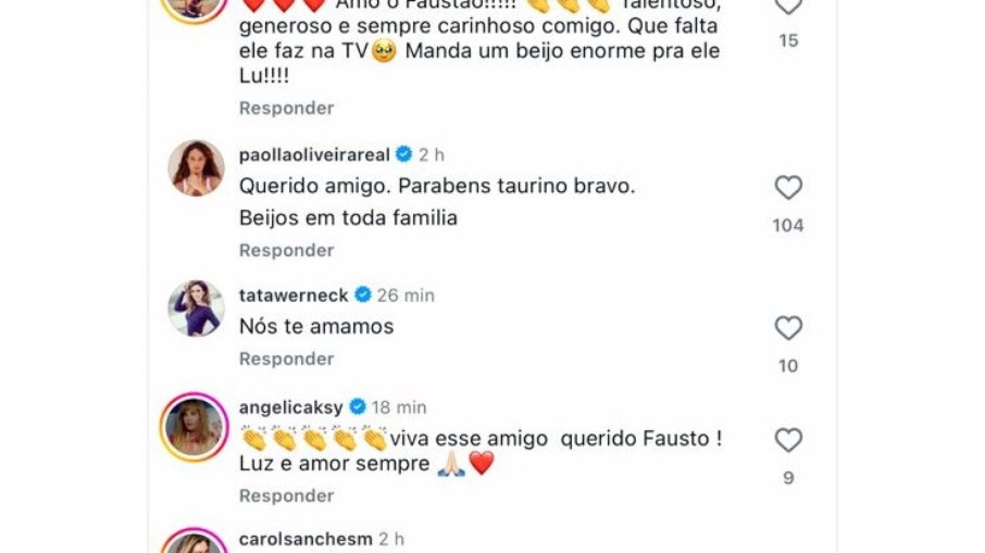 Amigos parabenizam Faustão 