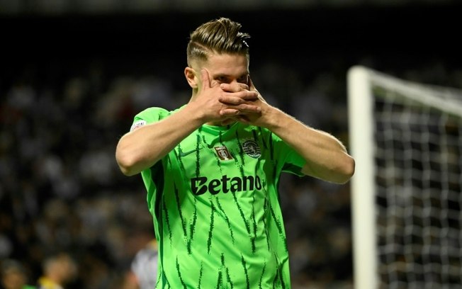 Viktor Gyökeres comemora um dos gols na vitória do Sporting sobre o Boavista no campeonato português no Porto, em 27 de abril de 2025 Viktor Gyökeres comemora um dos gols na vitória do Sporting sobre o Boavista no campeonato português no Porto, em 27 de abril de 2025