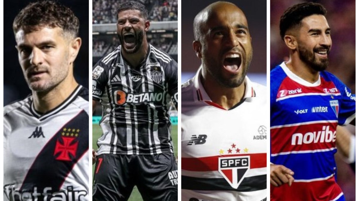 Da esquerda para direita, os atacantes Vegetti (Vasco), Hulk (Atlético-MG), Lucas Moura (São Paulo) e Lucero (Fortaleza)