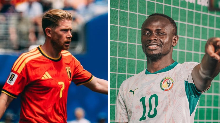 De Bruyne é o principal articulador da Bélgica, enquanto Mané lidera o ataque da seleção senegalesa De Bruyne é o principal articulador da Bélgica, enquanto Mané lidera o ataque da seleção senegalesa