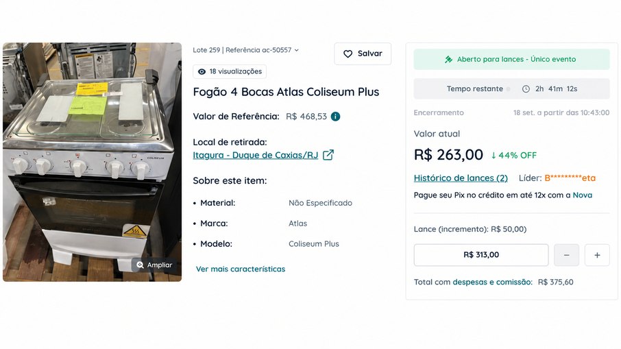 Fogão 4 Bocas Atlas Coliseum Plus