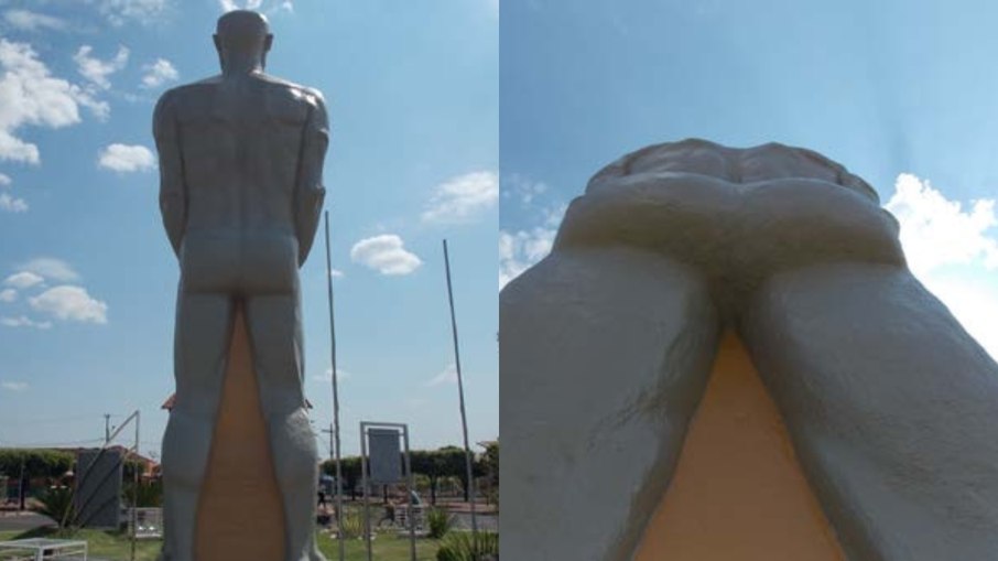 Bernardão teve a região íntima coberta por um obelisco após discussões sobre a nudez explícita da obra Bernardão teve a região íntima coberta por um obelisco após discussões sobre a nudez explícita da obra