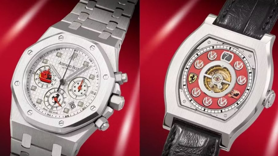 Dois dos relógios de Schumacher que foram leiloados em Genebra, na Suíça