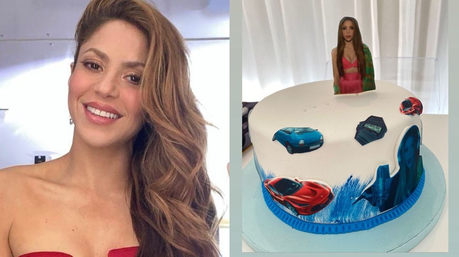 Shakira ganha bolo de aniversário com referência de música para Piqué