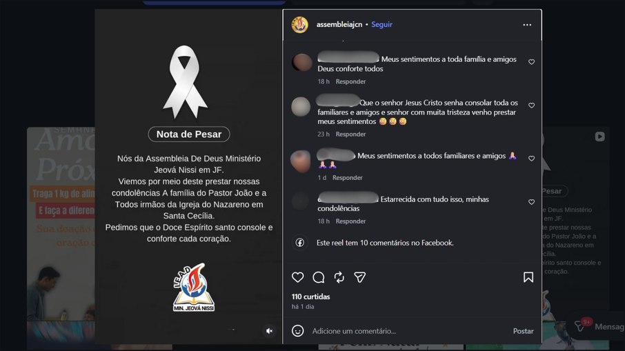 Pastor morto em chacina em MG recebe homenagens de igreja Pastor morto em chacina em MG recebe homenagens de igreja