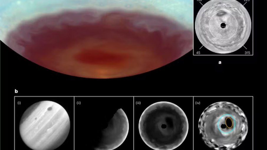 Manchas vermelhas de Júpiter têm oval que é tornado