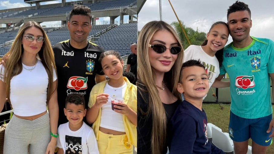 Casemiro com Anna Mariana e os filhos 
