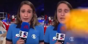 Repórter é quase atingida por bola em transmissão ao vivo