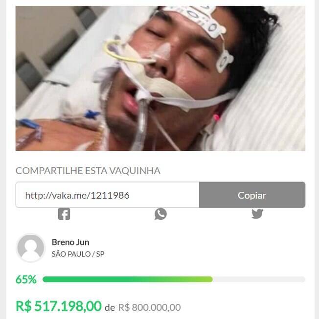 Vakinha para Breno pretende arrecadar R$800.000,00 para novo coração