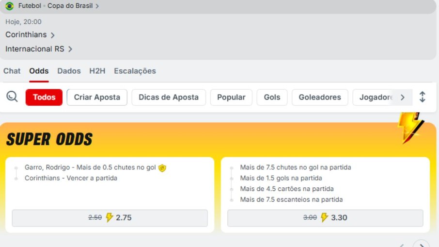Superbet conta com três Super Odds para Corinthians x Internacional na Copa do Brasil Superbet conta com três Super Odds para Corinthians x Internacional na Copa do Brasil