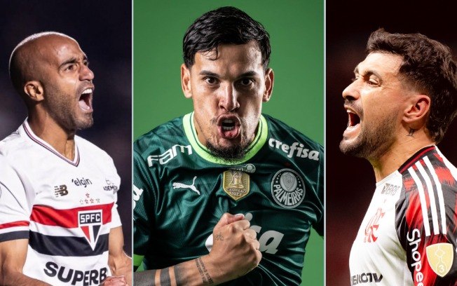 Montagem: Lucas, Gustavo Gómez e Arrascaeta querem soltar o grito na Libertadores