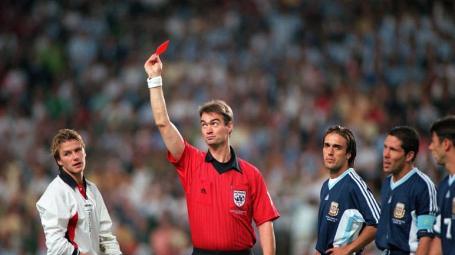 Beckham expulso contra Argentina em 1998