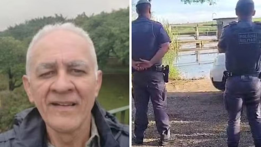 Motorista de aplicativo Espedito Junior de Oliveira, de 65 anos (à esquerda) foi encontrado morto em lagoa no bairro Cidade Singer (à direita)