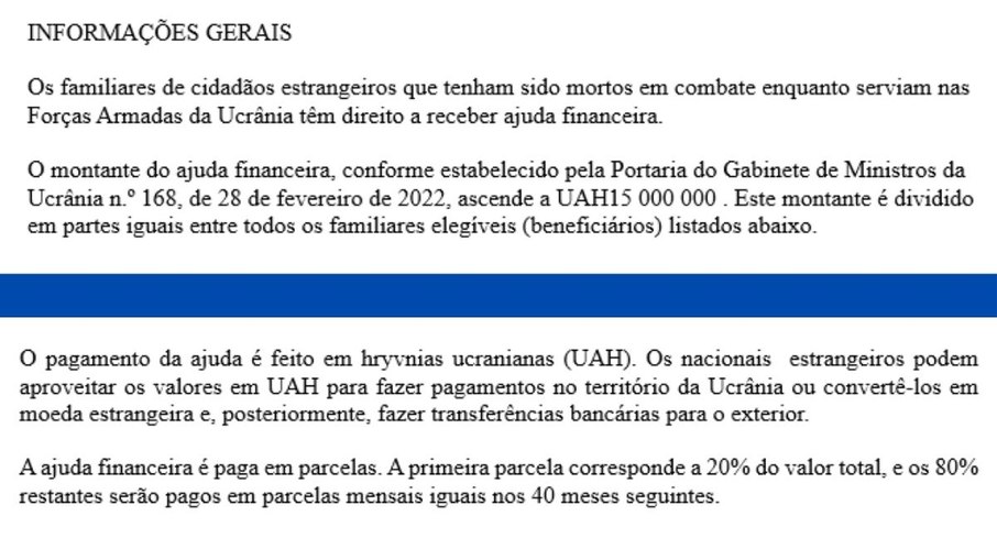 Contrato ucraniano prevê o pagamento de uma indenização de 15.000.000 de hyrvnias aos familiares de militares mortos em combate Contrato ucraniano prevê o pagamento de uma indenização de 15.000.000 de hyrvnias aos familiares de militares mortos em combate
