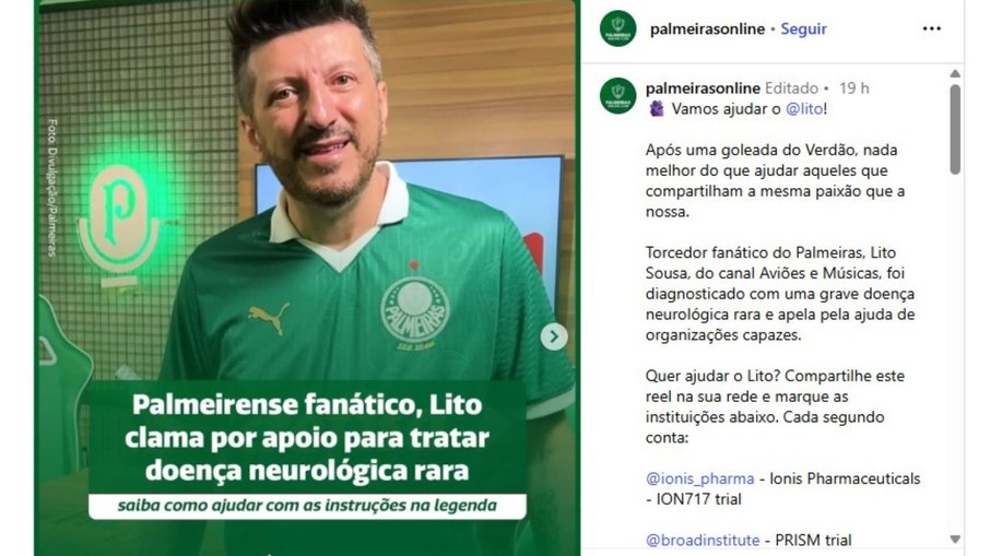 Palmeirenses fazem campanha para ajudar Lito