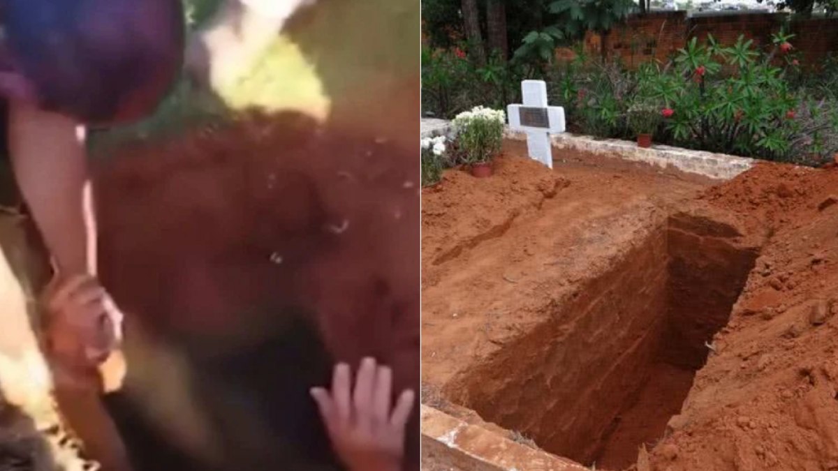 Homem cai em cova de cemitério no DF Homem cai em cova de cemitério no DF