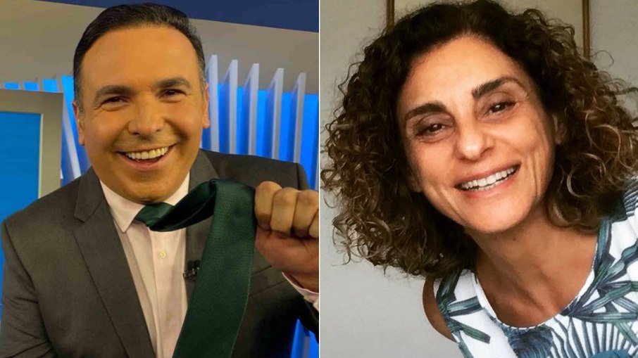 Reinaldo Gottino e Claudia Aied Valadão se desentendem durante o Balanço Geral